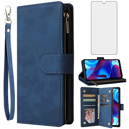 Protection Moto G Pure anti-choc et rayures avec étui à rabat bleu 6.5"