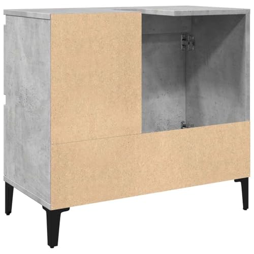 Mueble bajo lavabo de madera gris de 65 cm con cajones de almacenaje 8