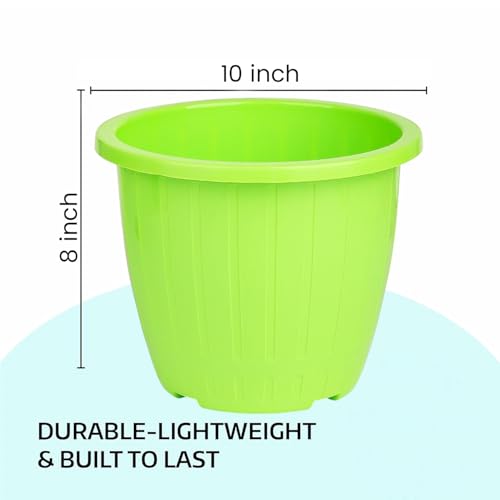 Image of Go Hooked Sunshine Flower Pot /Planters for Home Decor, Plastic Pots for Gardening /Home, Flower Pots Indoor-Outdoor & Planter for Plants (Green) (Pack of 2)