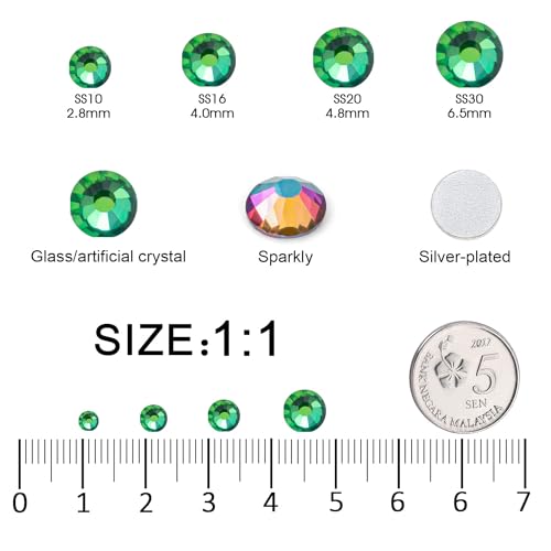 Image of Flatback Rhinestones Bulk, 14400PCS Green Volcano Rhinestones for Clothes DIY Decoration Crafts, Green Volcano, SS20, 4.6-4.8mm