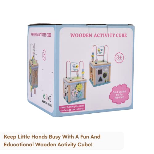 Childlike Behavior Wooden Activity Cube For Baby - Montessori Cube Toy For Babies, Toddlers - Educational Learning Cubes For Kids Ages 6-12 Months - Educational Toys 1 Year Old & Up Boys And Girls #TOP1