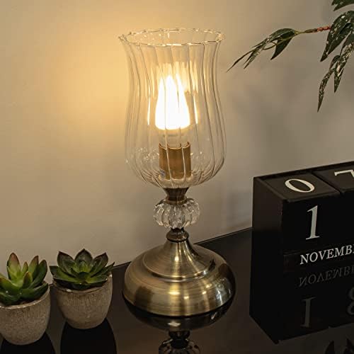 Anika 62480 Hurricane Table Lamp with Touch Activated Base / 3 Brightness Settings / Easy to Install Bulb / Antique Brass Effect Base / Mains Powered / 28 x 12.5cm