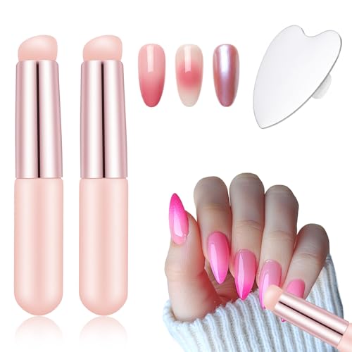 2 Pcs Chrome Powder Applicator Reusable Silicone Chrome Applicator Silicone Nail Brush Tools for Chromes French Nail Lipstick Concealer Beginners
