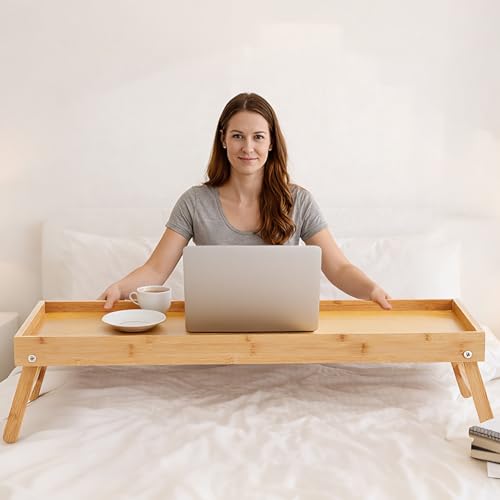 Geelin Extra Large Bamboo Bed Tray with Folding Legs