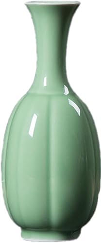 Celadon Vase, Porcelain Decorative Bottle,Classic Flower Vase with Big Belly,龙泉青瓷花瓶 (Green)