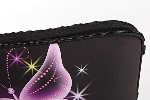 13.3-Inch To 14-Inch Laptop Sleeve Case Neoprene Carrying Bag With Hidden Handles For Macbook/Notebook/Ultrabook/Chromebooks (Pink Butterfly) #TOP3