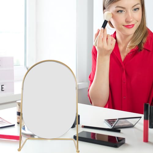 Espejo de maquillaje de alta definición con soporte metálico y organizador 7