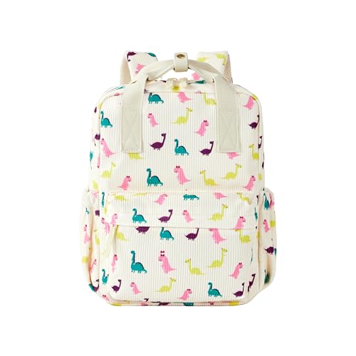 KingCheer Mini Corduroy Toddler Backpack Bookbag School Bag for Toddlers Girls and Boys Preschool Daycare Kindergarten 13 H Lightweight Fits for Folder(13 Dinosaur-Beige Corduroy)