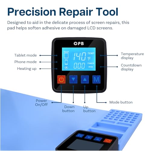 MMOBIEL LCD-Bildschirm-Heizkissen Smartphone und Tablet - LCD-Bildschirm-Trennplatte - 38 x 22 x 0,7cm
