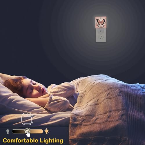 Image of Butterfly Night Light, Boho Butterfly Flower Plug-in Wall Led Night Lights Decor for Boys Girls Room Decor,Nightlights with Light sensors 0.5W