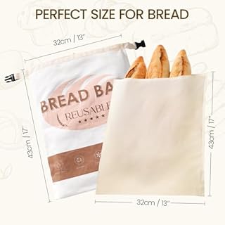 Meowoo Beeswax Bread Bags for Homemade Bread, Reusable Beeswax Bags for Sourdough, Cotton Waxed Bag with Buckle Closure, Keeps Fresh Longer Food Storage Bag, 43 x 32cm, Blue