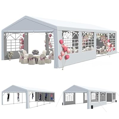 GARTOO 20' x 30' Heavy Duty Party Tent - Outdoor Wedding Gazebo Event Shelter Canopy with Removable Sidewall & 4 Sand Bags for Outdoor Event, Wedding, Birthday Party