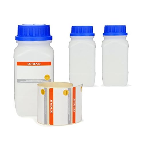 Octopus 3 frascos de 750 ml de ancho con tapón de rosca, frascos químicos, frascos de laboratorio con tapa como recipiente de almacenamiento para laboratorio, cocina o hobby...