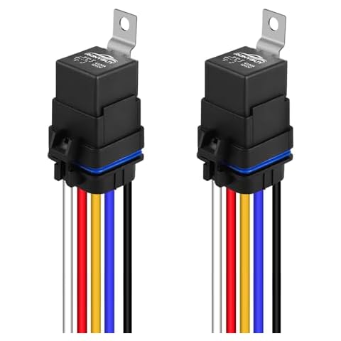 Ronybuy 5-Pin Waterproof Relay Kit 40/30 AMP 12V Relay Switch with Harness 12&16 AWG Tinned Copper Wires, SPDT Automotive Relay Kit for Horns Starters Radiator Motor Fans Boats, Pack of 2 Cover
