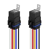 Ronybuy 5-Pin Waterproof Relay Kit 40/30 AMP 12V Relay Switch with Harness 12&16 AWG Tinned Copper Wires, SPDT Automotive Relay Kit for Horns Starters Radiator Motor Fans Boats, Pack of 2