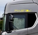 ✅ Duración: 5-7 años DualColorStampe Pegatinas compatibles con Scania Daf Iveco Man Camión accesorios camiones stickers camión ventanilla fast COD.0304 (amarillo fluorescente)
