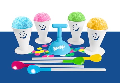 Image of Kool-Aid Deluxe Snow Cone Party Kit - 4 Reusable Snow Cone Cups, 4 Spoon Straws, Snow Cone Shaper, Colorful Confetti - Birthday Party or Summer Cookout Serving