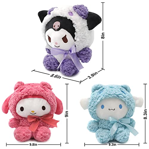 Maikerry 8" Plushies: Cinnamon, Kuroumi And My Melo Plush Toy, Cross-Dressed Panda Stuffed Animal Doll, Cute Cartoon Anime Plush Gift For Girls Teens Fans Birthday Decoration(3Pcs) #TOP4