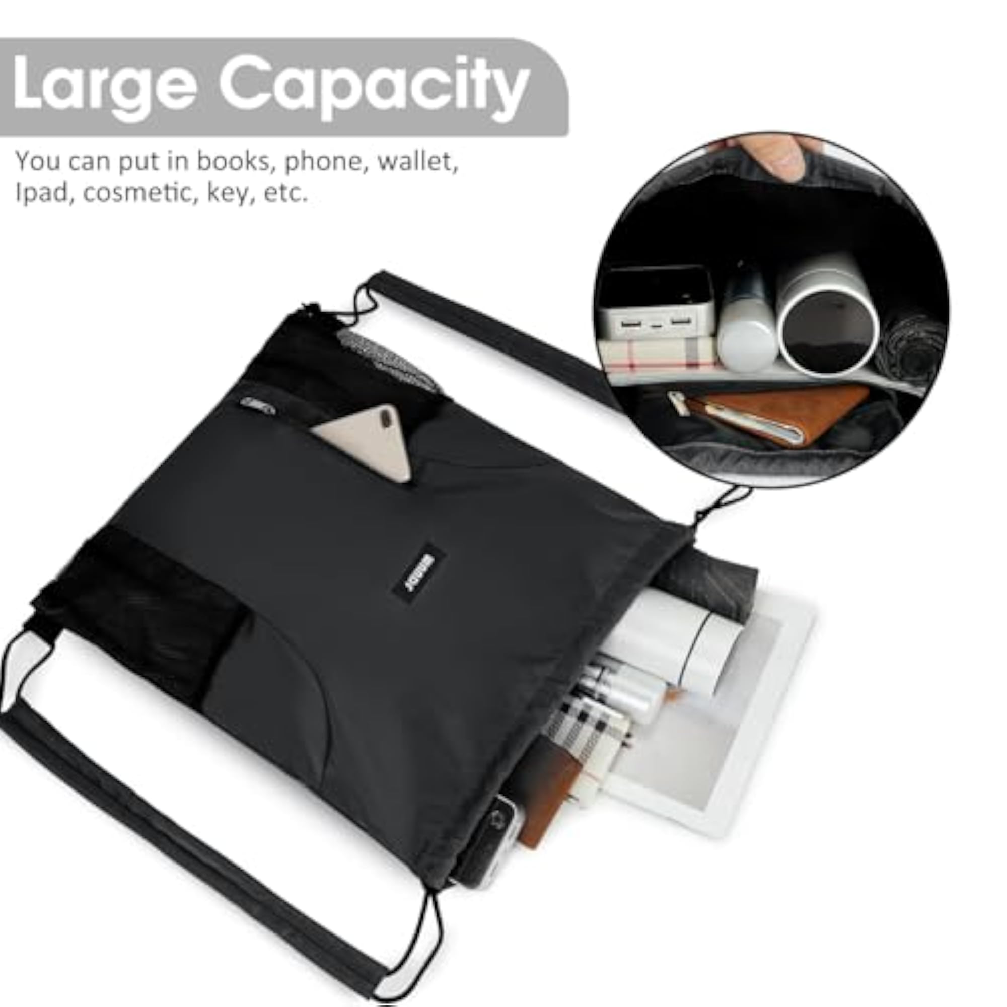 Drawstring Backpack with Shoulder Pad for Sports