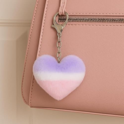 Siyah Peluş Kalp Anahtarlık – Yumuşak Kürklü Şık Tasarım, Çanta & Anahtarlık Aksesuarı, Hediyelik Kadın Erkek Unisex (çonk renkli1) - Görsel 4