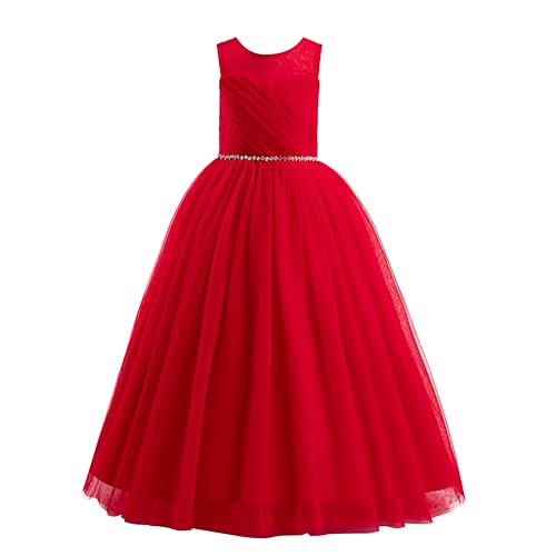 Glamulice Flower Girl Wedding Dress Tulle Long A Line Holiday Birthday Party Ball Gown Girls Formal Pageant Maxi Dresses