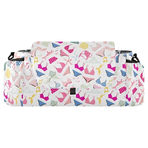 Burbuja Swimwear Pattern Stroller Organizer with Insulated Cup Holders, Non-Slip Stroller Caddy Universal Fits Most Strollers, Nursery Accessories