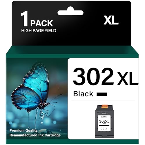 302XL Black Ink Cartridge Replacement for HP 302 HP302 Ink Cartridges High Capacity - Printer Ink for HP302 XL for Envy 4527 4520 4523 4524 Officejet 5230 3830 Deskjet 3630 3637 2130 (1 Pack)