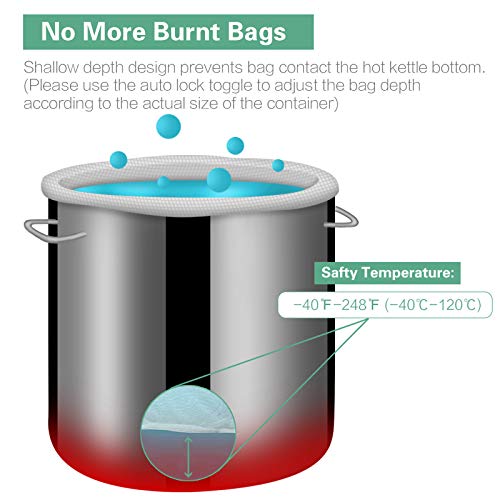 Image of Reusable Brew Bag 2 Pack 24 inchx32 inch Large Fine Mesh Bag for Beer | 5 Gallen with Drawstring for Fruit Cider Apple Grape Wine Press Straining Brew in a Bag