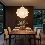 BARCELONA LED Lámpara Colgante Blanca de Seda Grande 68CM, Luz Suave y Ambiental Dormitorio, Comedor, Oficina, Escaleras, Cafetería, Salón, Estilo Moderno, Industrial, Vintage, Nórdico, Japonés