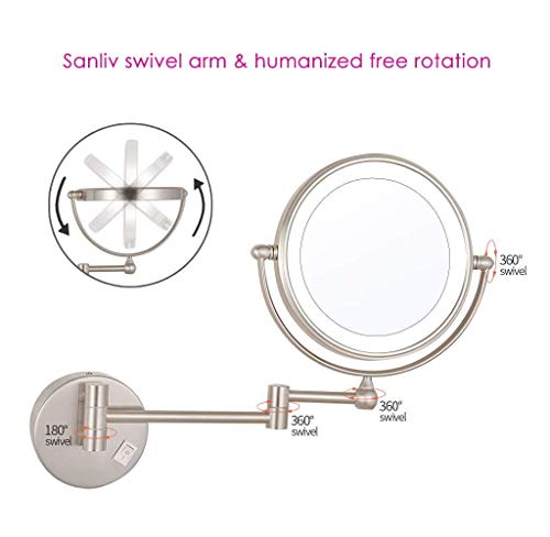 Miroir de maquillage mural rond rotatif 360 fini les angles morts pour le rasage - 5