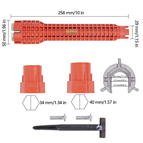 (8 in 1) Faucet and Sink Installer Tool, Entemah Double Head Plumbing Tool, Water Pipe Spanner Tackle, Multifunctional Faucet Wrench Tool (Red) Bathroom Wrench 8