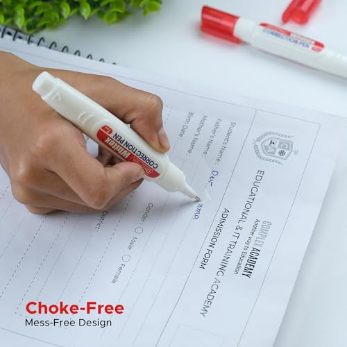 Image of Soni Officemate Correction Pen 7ml| Pack of 10 | Instant Drying, Precise & Choke-Free | Transparent Cap & Easy Application | For Office, School & Home
