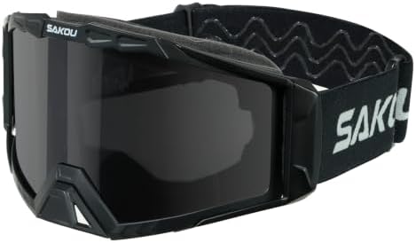 SAKOU Beschlagfrei Motocross Brille,Motorradbrille für Damen Herren | Antibeschlagene und blendfreie PC‑Linse mit UV400‑Schutz