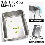 Stainless Steel Litter Box - 17.7" L x 13.77" W x 4" H Metal Cat Litter Box, Non Stick, No Smell, Easy Entry,Easy to Clean,Metal Litterbox for Kitten,Elderly Cats,Bunny - Image 5