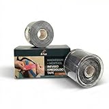 JB Tape Magnesium & Menthol Infused Kinesiology Tape – 2 Rolls Precut with Dispenser – Water Resistant Athletic Tape for Muscle Support & Sports Recovery –for Knees, Shoulders & Back – Black