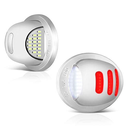 VIPMOTOZ Red OLED Neon Tube Pure White LED Chrome License Plate Light Tag Lamp Assembly Replacement For Ford F150 F250 F350 Super Duty Ranger Pickup Truck Explorer Bronco Excursion Expedition