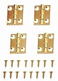 Liyafy 1 Inch Butt Hinges for Cupboard Cabinet Home Furniture Hardware Door Folding Butt Hinge Copper Tone 4 Pcs