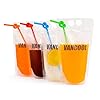 70 STKS Clear Drink Zakjes Tassen Sap Verzegelde Zak Heavy Duty Hand-held Doorschijnbare Rits Plastic Zakken Drinkzakken met 70 STKS Kleurrijke Rieten