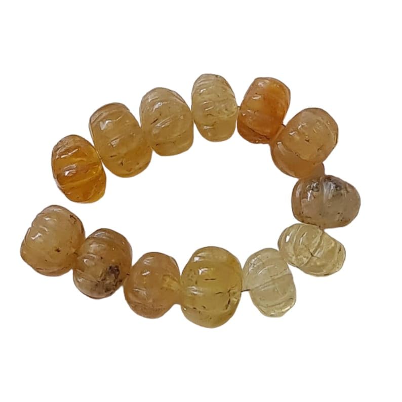 Aigue-marine naturelle en perles de melon jaunes de 9mm pour création de collier DIY