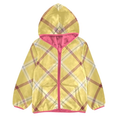 GuoChe Argyle Plaid Yellow Hooded Fleece Jacket Baby