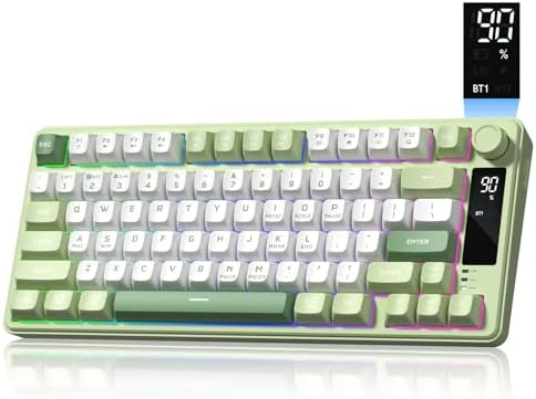 Womier DK75 75% Wireless Gaming Keyboard, RGB Backlit Creamy Keyboard with Media Knob, OLED Screen, Tri-Mode 2.4GHz/USB-C/BT5.0, Anti-Ghosting No-Conflict Silent Membrane Keyboard for MAC Windows