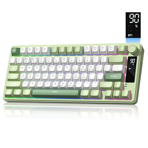 Comparison: Best Stock 75 Keyboard 6 Womier DK75 75% Wireless Gaming Keyboard, RGB Backlit Creamy Keyboard with Media Knob, OLED Screen, Tri-Mode 2.4GHz/USB-C/BT5.0, Anti-Ghosting No-Conflict Silent Membrane Keyboard for MAC Windows