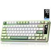 Womier DK75 ゲーミングキーボード ワイヤレス 静音キー 75％キーボード RGBトライモード（有線/BT/2.4GHz) 多機能ノブと ディスプレイ付き Windows/Mac用