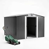 JUMMICO Metall Gerätehaus 13.2m³ Geräteschuppen 247x301x178cm, Gartenschuppen mit Fundament und, Gartenhaus für für Rasenmäher und Fahrräder, Terrasse, Rasen, Schwarz