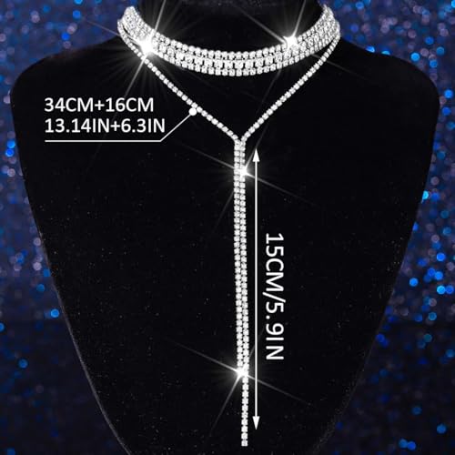 Unicra Black Rhinestone Necklace Diamond Choker Necklaces Formal Bridal Prom Fashion Costume Jewelry Necklace for Women2