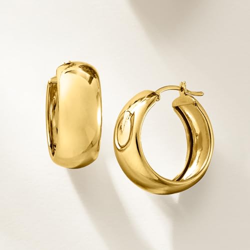 Image of Ross-Simons 18kt Gold Over Sterling Wide Hoop Earrings