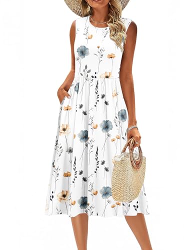 Image of Zeagoo Women's Summer Tank Midi Dress with Pockets Floral Sleeveless A-Line Casual Loose T-Shirt Dresses Beach Sundress 2026