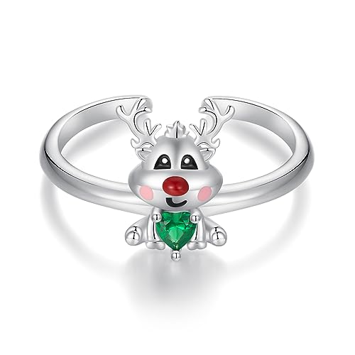Bague ajustable renne argenté pour illuminer vos tenues de fête