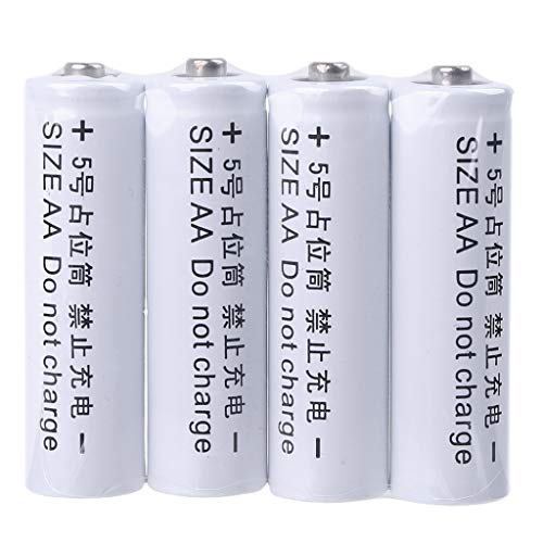 kdjsic 4Pcs No Power AA 14500 LR6 Dummy Fake Batterie Setup Shell Platzhalter Zylinder Leiter für AA Batterie Eliminator Cover