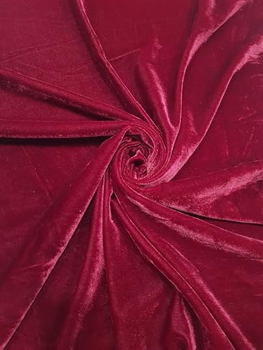 FabriMart Viscose Velvet Fabric for Curtains, Dress Making, Upholstery, Furnishing, Craft & Tailoring, Soft Smooth Premium Textile for Sofa, Cushion & Home Decor Use, Maroon 1 Meter